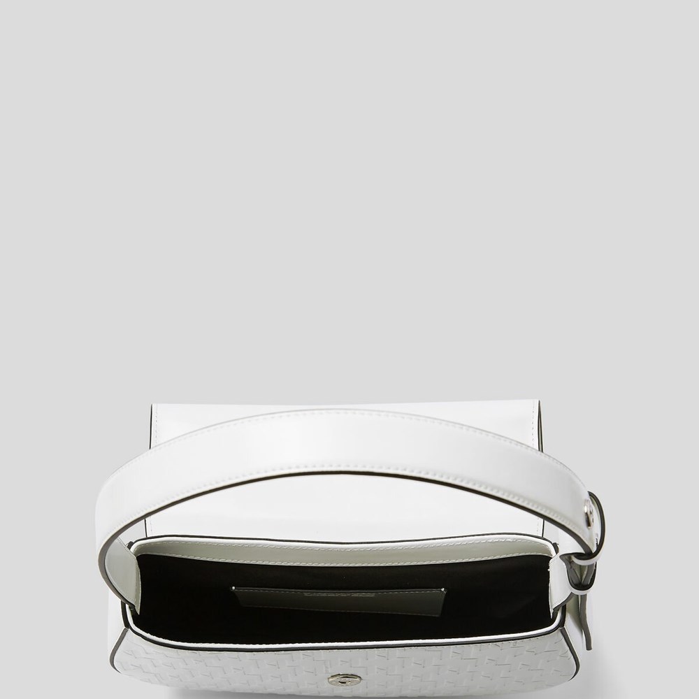 White Karl Lagerfeld K/Saddle Monogram-embossed Women's Shoulder Bags | USA39ENJM