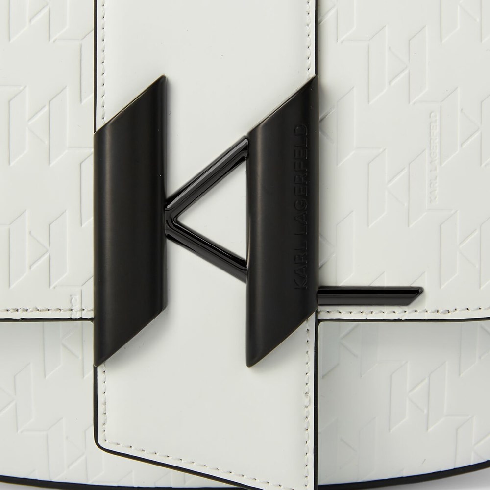 White Karl Lagerfeld K/Saddle Monogram-embossed Women's Shoulder Bags | USA39ENJM