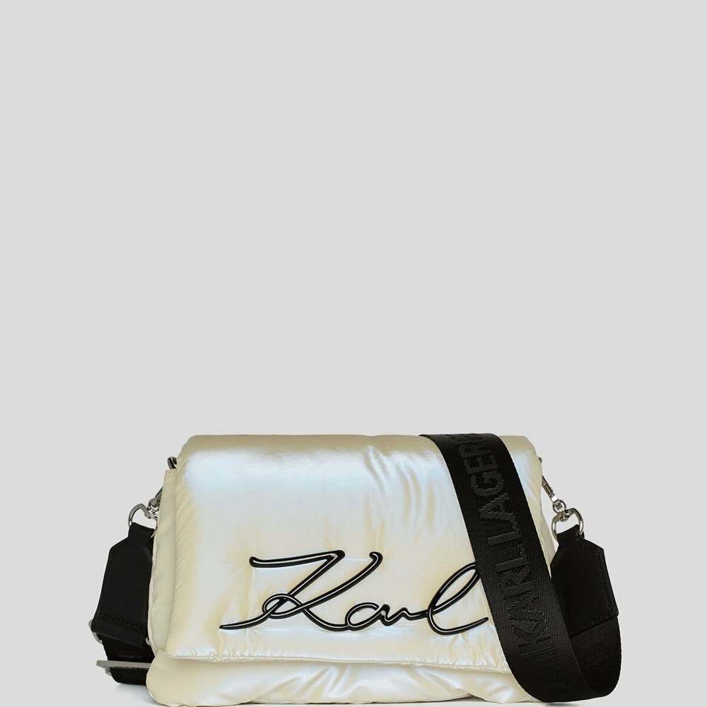 White Karl Lagerfeld K/Signature Soft Women's Shoulder Bags | USA57ITDK