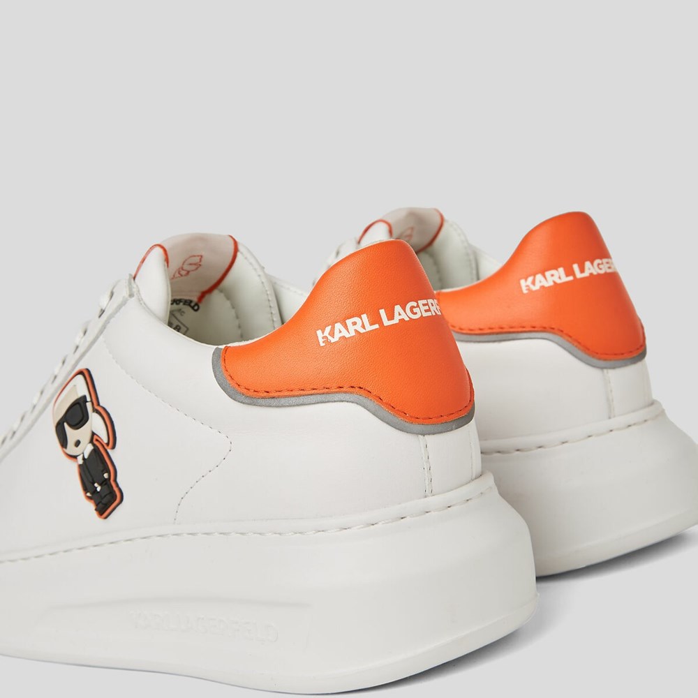 White Karl Lagerfeld Kapri Ikonic Logo Women's Sneakers | USA17IEYP