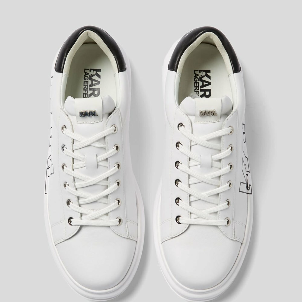 White Karl Lagerfeld Kapri Karl Logo Men's Sneakers | USA95NWQF