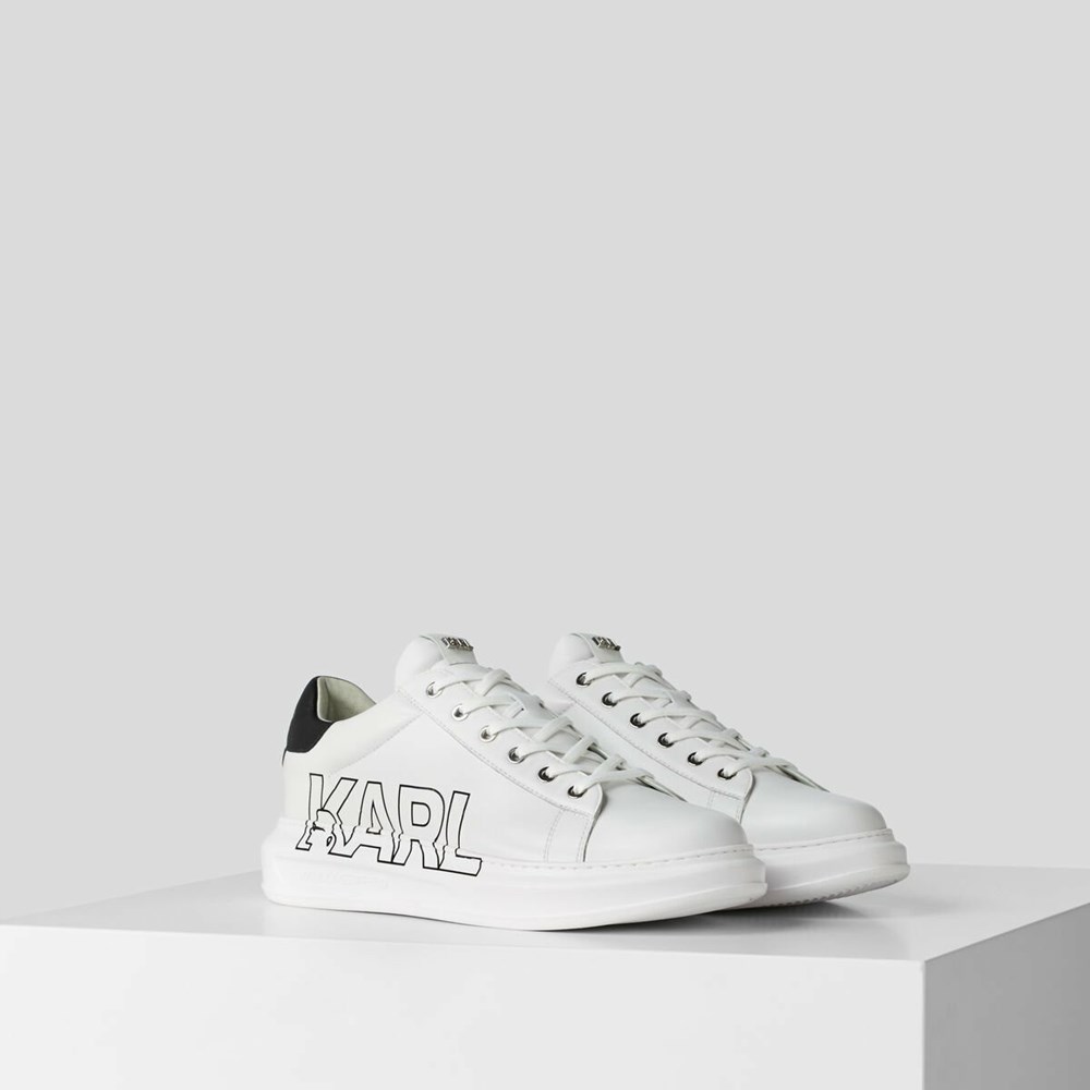 White Karl Lagerfeld Kapri Karl Logo Men\'s Sneakers | USA95NWQF