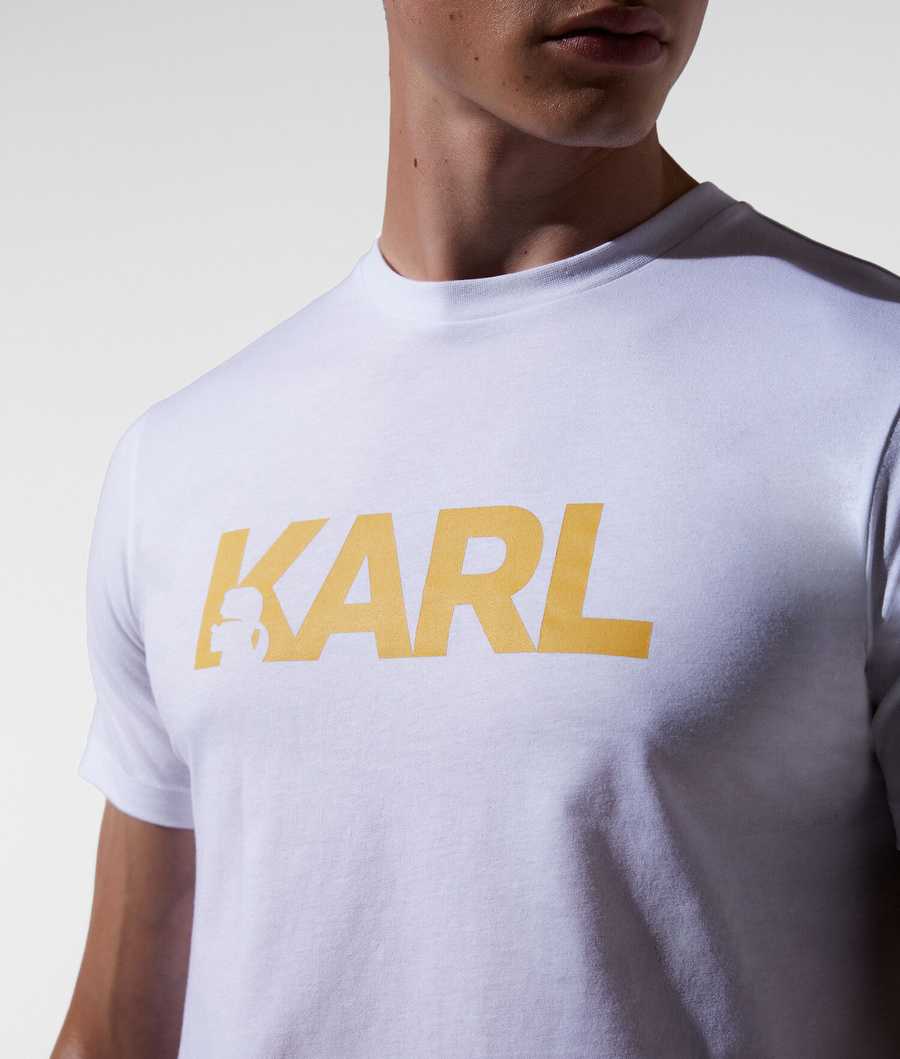 White Karl Lagerfeld Karl Logo Beach T Shirts Men's Beachwear | USA90JRFW