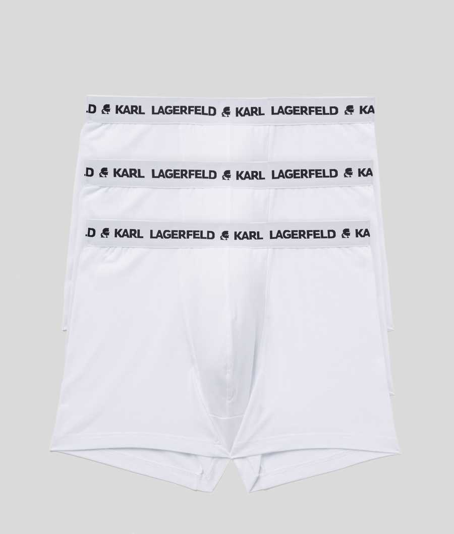 White Karl Lagerfeld Karl Logo Monochrome Trunks - 3 Pack Men\'s Underwear | USA38DTQZ