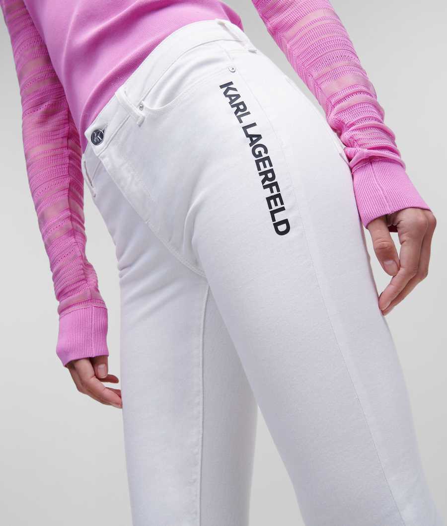 White Karl Lagerfeld Karl Logo White Skinny Women's Jeans | USA01PYRZ