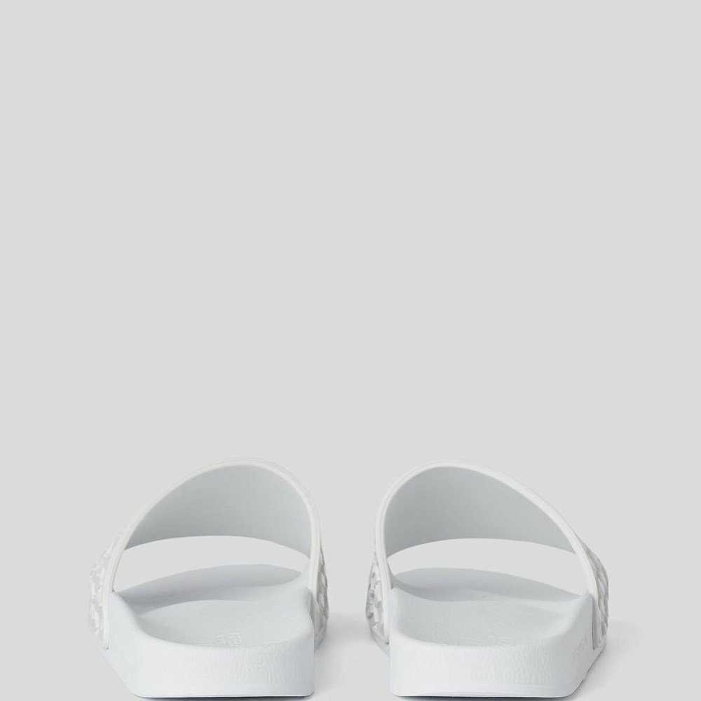 White Karl Lagerfeld Kondo Kl Monogram Slide Women's Sandals & Flats | USA07ZOHC