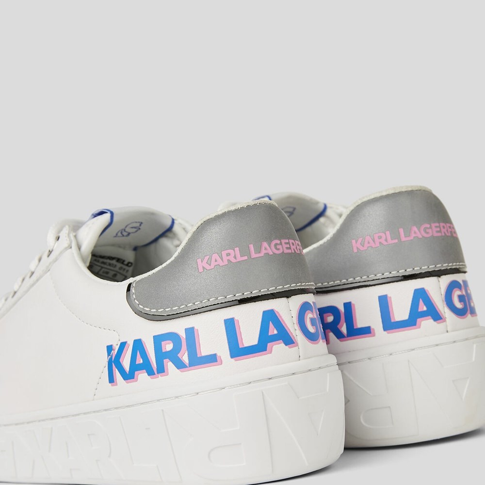 White Karl Lagerfeld Kupsole Iii Reflekt Logo Women's Sneakers | USA96HNIL