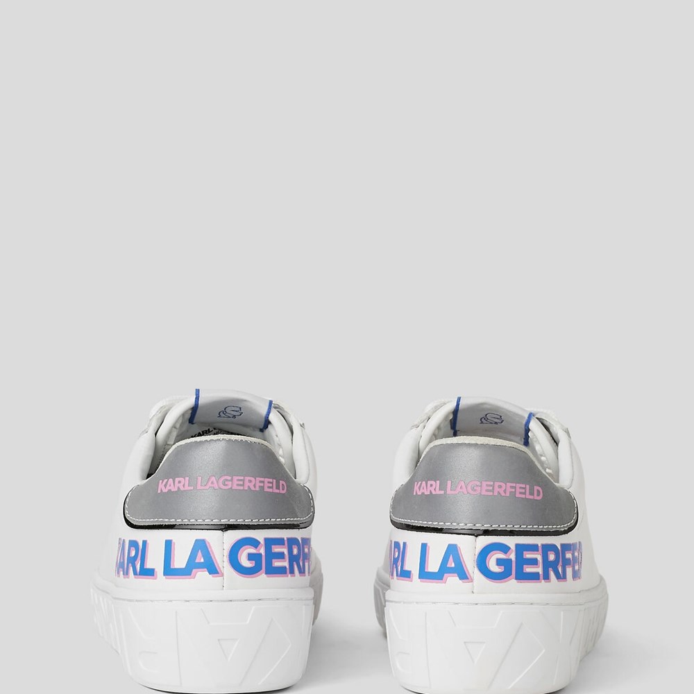 White Karl Lagerfeld Kupsole Iii Reflekt Logo Women's Sneakers | USA96HNIL