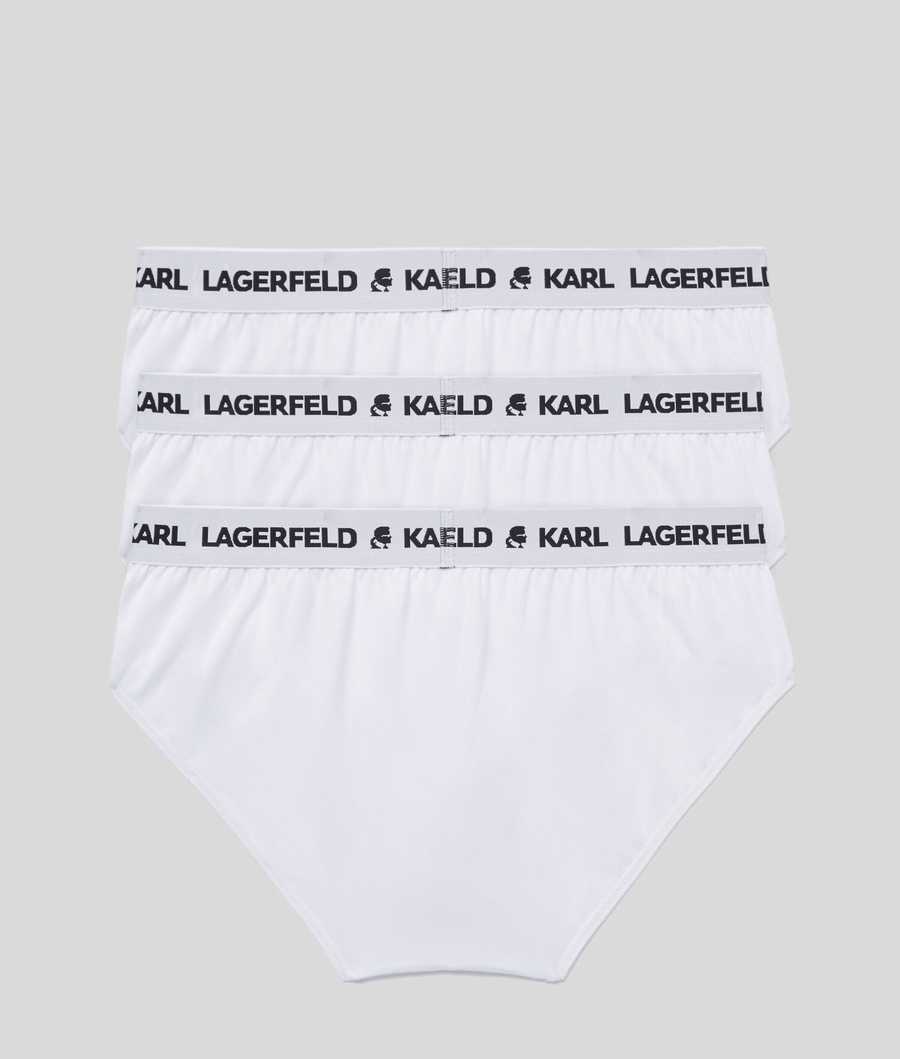 White Karl Lagerfeld Logo Briefs 3-pack Men's Underwear | USA63ZIPK