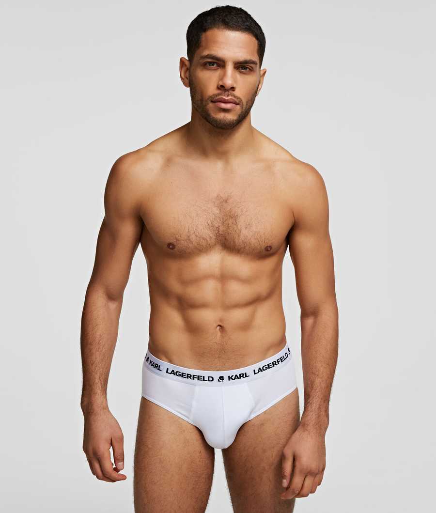 White Karl Lagerfeld Logo Briefs 3-pack Men's Underwear | USA63ZIPK