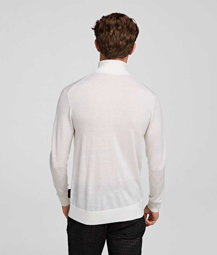 White Karl Lagerfeld Merino Wool Men's Knitwear | USA96JPFV