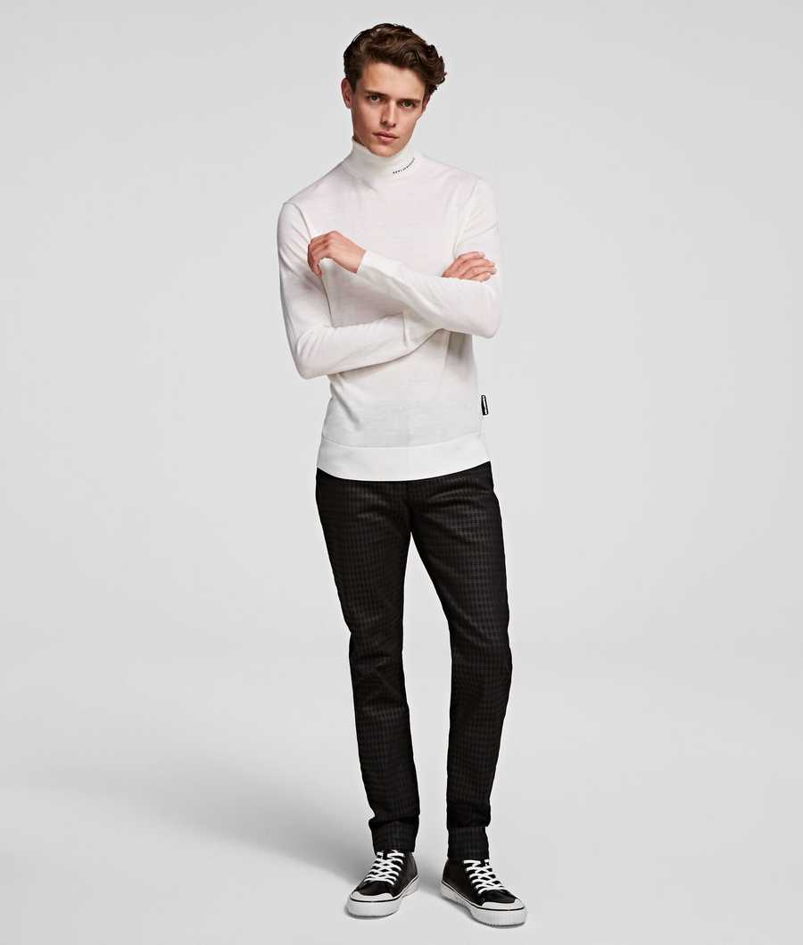 White Karl Lagerfeld Merino Wool Men's Knitwear | USA96JPFV