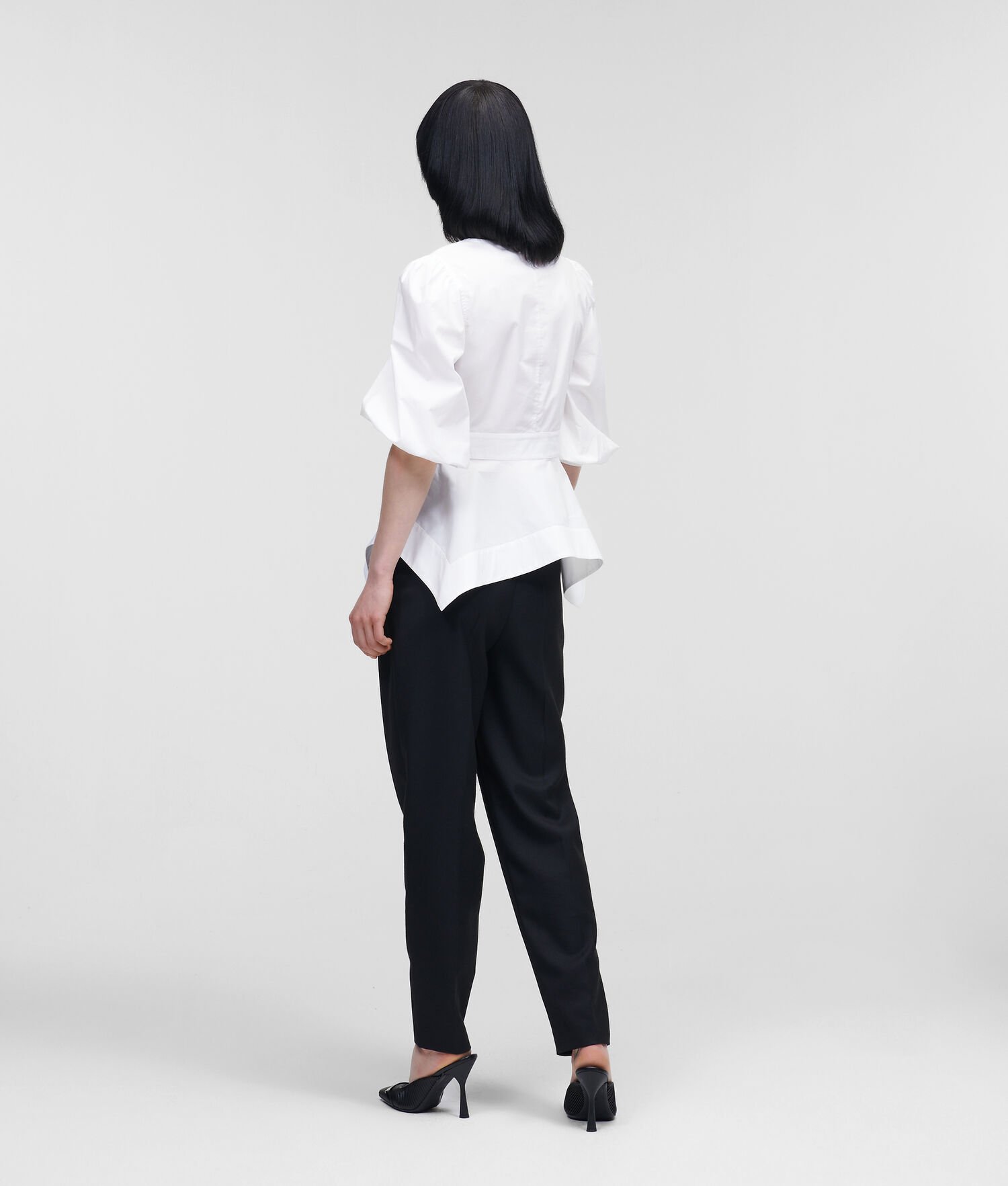 White Karl Lagerfeld Poplin With Peplum Hem Women's Blouses | USA71UDCP