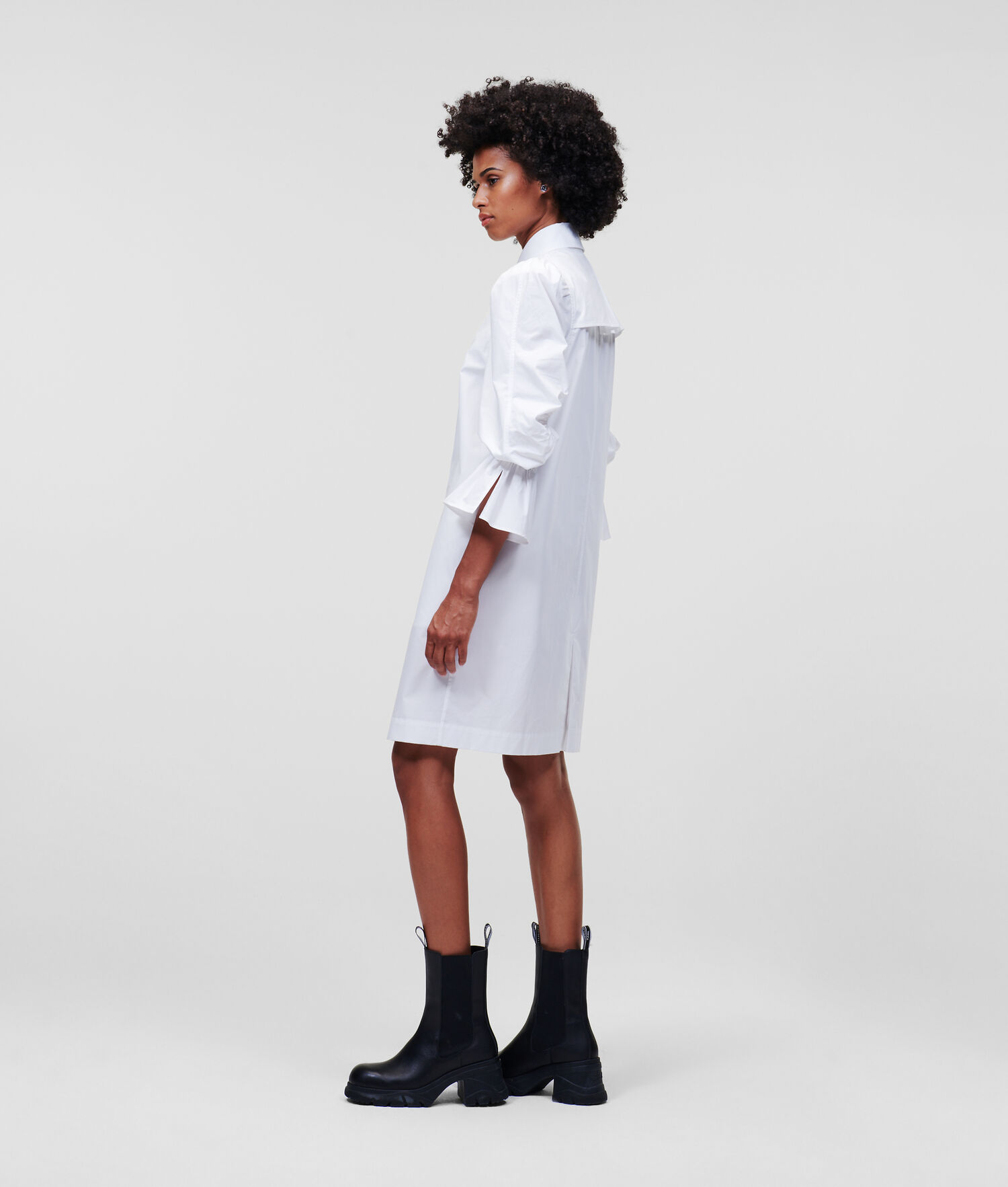 White Karl Lagerfeld Puff-sleeve Poplin Women's Dresses | USA91SKZP