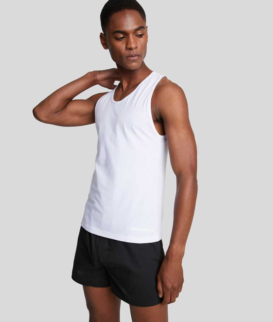 White Karl Lagerfeld Tank Top - 2 Pack Men\'s Underwear | USA41WAGO