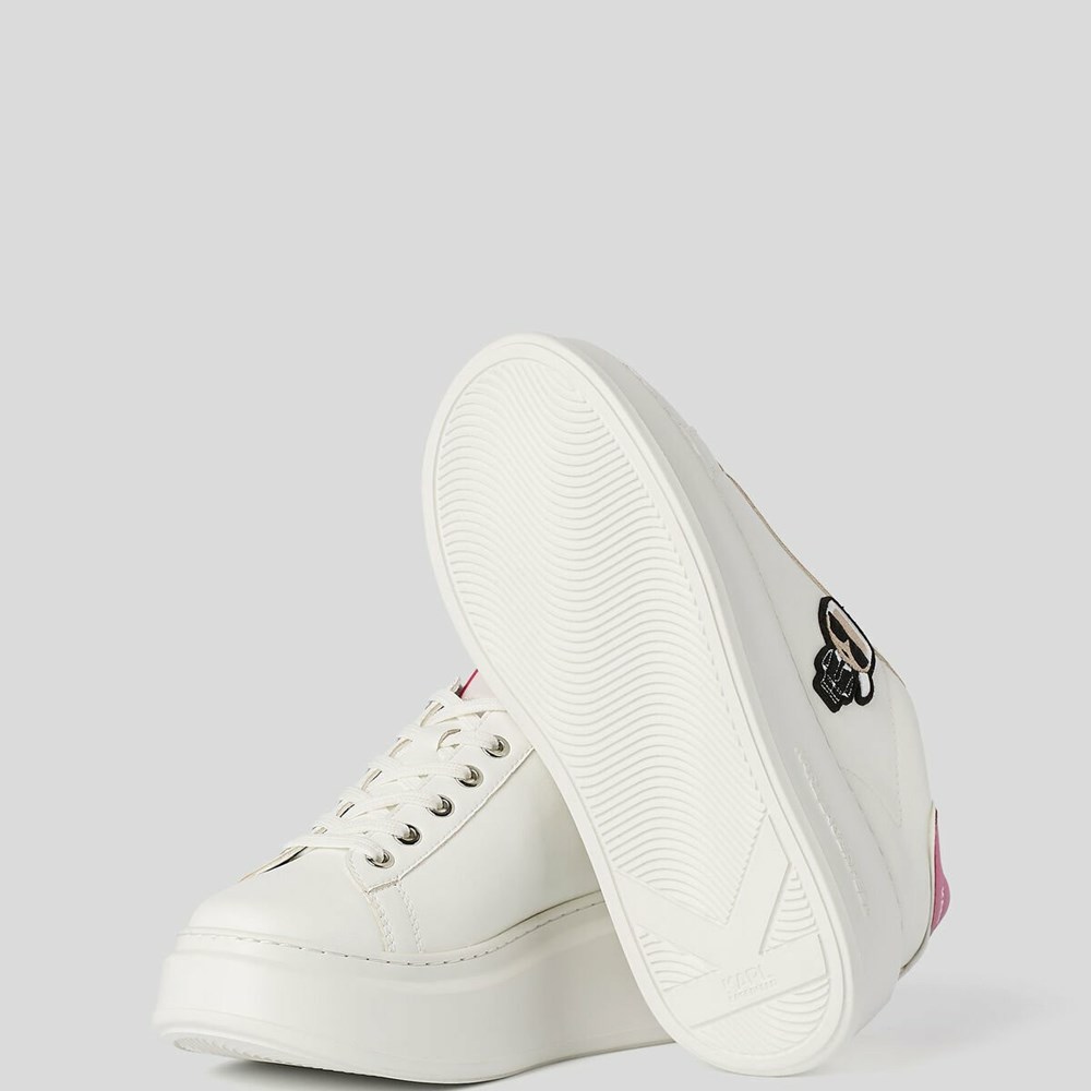 White / Pink Karl Lagerfeld Anakapri K/Ikonic Women's Sneakers | USA28CWJF