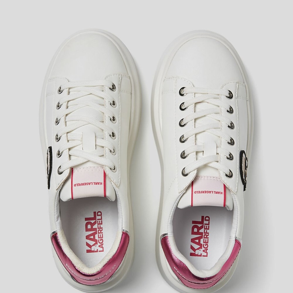 White / Pink Karl Lagerfeld Anakapri K/Ikonic Women's Sneakers | USA28CWJF