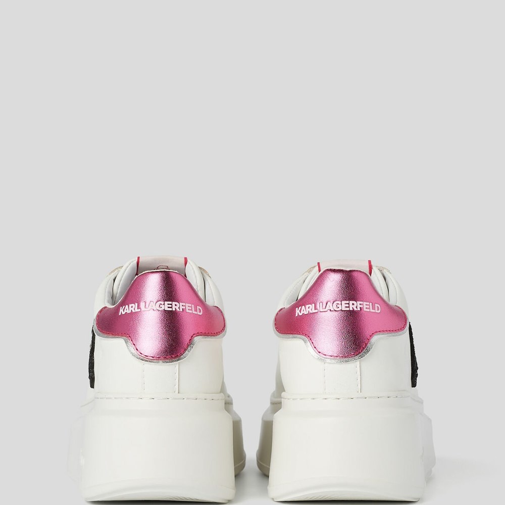 White / Pink Karl Lagerfeld Anakapri K/Ikonic Women's Sneakers | USA28CWJF