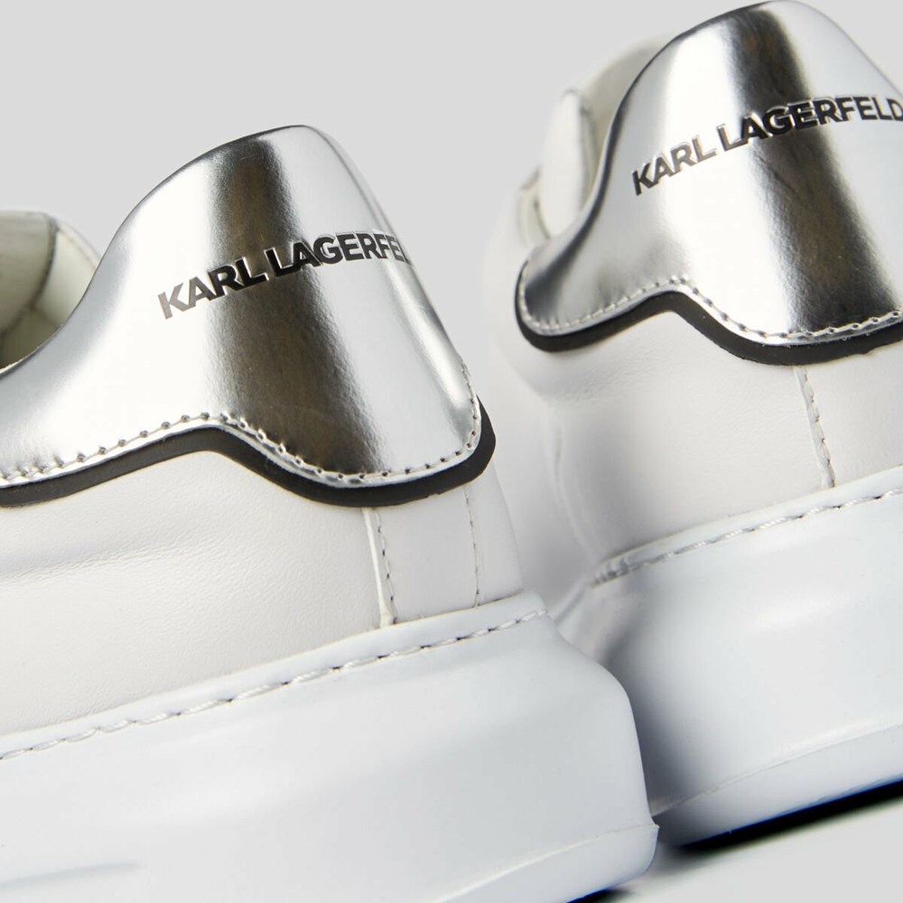 White / Silver Karl Lagerfeld Kapri Karl Plexikonic Men's Sneakers | USA81BVEY