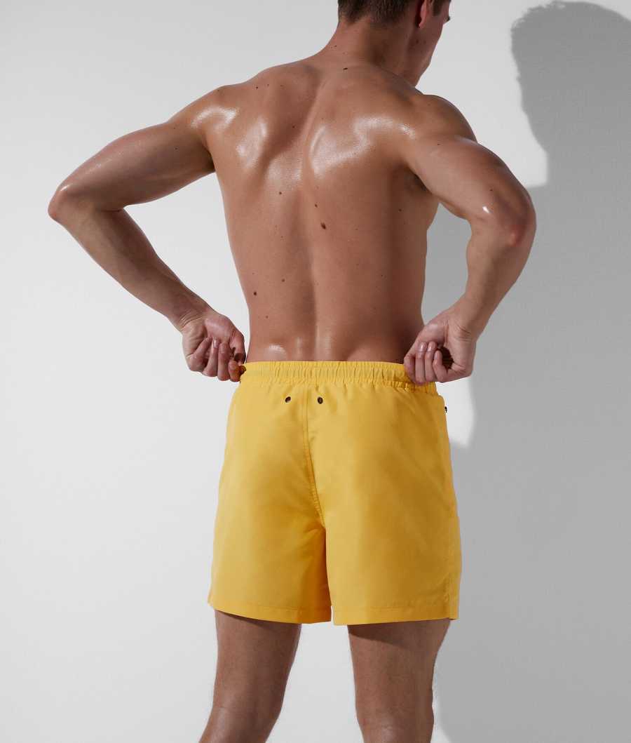 Yellow Karl Lagerfeld Tonal Diagonal Karl Logo Board Shorts Men's Beachwear | USA78LIMB